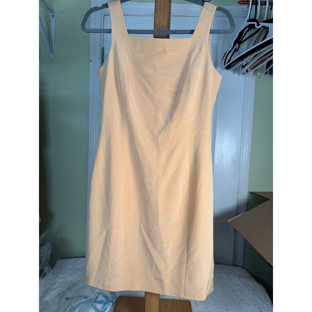 Worth New York Peach Silk Blend Square Neck Sleeveless Sheath Dress Size 2